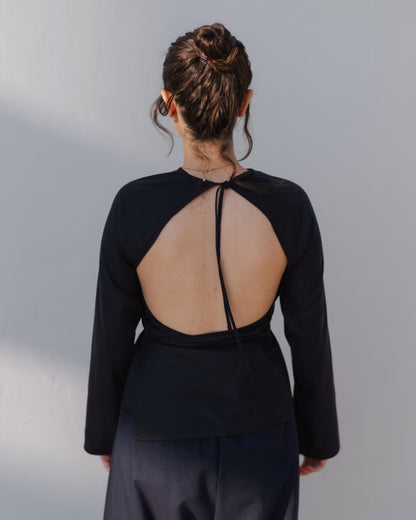 Long Sleeve Backless Apron Top