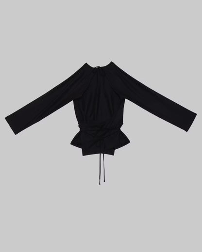 Long Sleeve Backless Apron Top