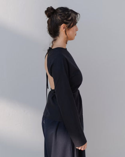 Long Sleeve Backless Apron Top